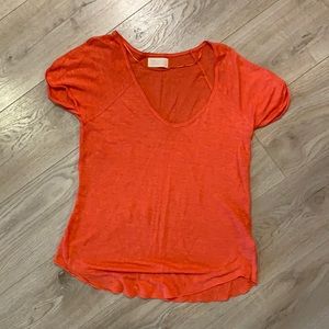 Zara Collection Basic Linen Short Sleeve Top Sz L